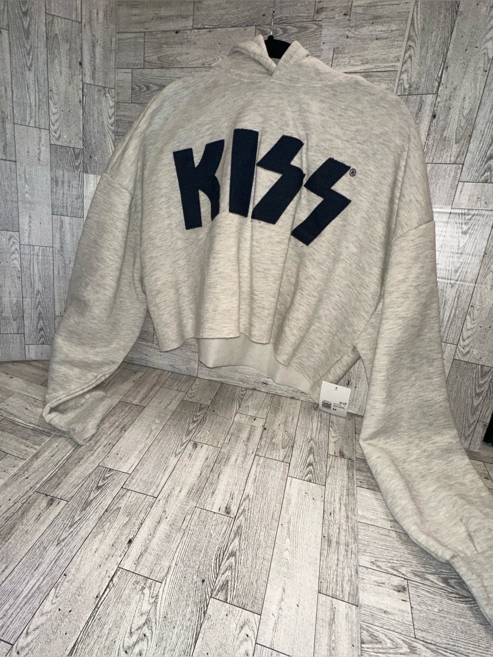 New Kiss Crewneck Logo Sweatshirt - Light Gray with Navy Text size M